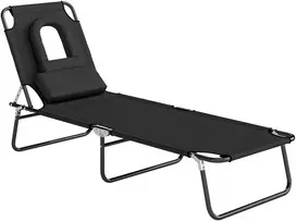 Aosom Gultas gultas 187x58x36 cm juodas, sulankstomas, metalinis rėmas