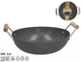 Vok panna ar 2 koka rokturiem 28 cm 8 5 x 35 x 28 cm KITCHEN&GO ()