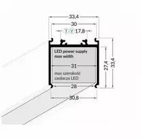 Bikuvalt 3m LED juostos profilio VARIO30-08, juodas anoduotas