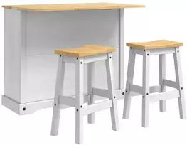Virtuvės salos komplektas Corona 3 pcs Balta ir medaus vašku