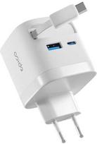 Epico UltraBoost Retractable GaN 65W power adapter EA65c | with built-in cable | baltas | three outputs