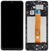 Ekranas Samsung A125 A12 su lietimui jautriu stikliuku ir rėmeliu originalus Juodas (service pack)
