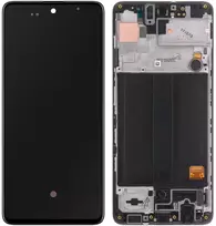Ekranas Samsung A515 A51 su lietimui jautriu stikliuku ir rėmeliu originalus Juodas (assembled service pack)