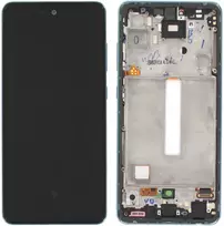 Ekranas Samsung A525 A52 4G/A526 A52 5G su lietimui jautriu stikliuku ir rėmeliu originalus Awesome Mėlyna (service pack)