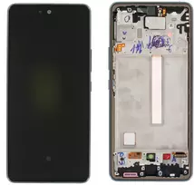 Ekranas Samsung A536 A53 5G su lietimui jautriu stikliuku ir rėmeliu originalus Awesome Juodas (assembled service pack)