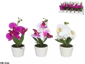 Dirbtinės orchidėjos vazone x3 – 19 cm, 9x9x19 cm, LITO