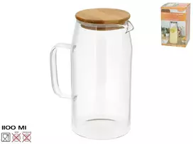 Stiklinis ąsotis su bambuko dangčiu, 1.1 l, 10.00 x 16.00 x 19.00, KITCHEN&GO