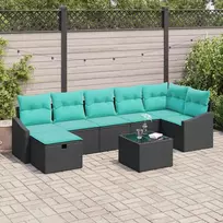 Lauko baldų komplektas Sofos komplektas su pagalve su saugykla 8 pcs poliratanas