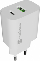 Natec Ribera USB Charger 1X USB-A + 1X USB-C 20W, White NUC-2396 | 5901969450156