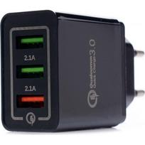 Įkroviklis 220V greito krovimo 2xUSB/2.1A +1USB/QC3.0