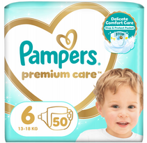 PAMPERS sauskelnės Premium Care, 6 dydis 13-18kg, 50 vnt., 80887518