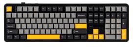 F108 Pilka+Oranžinė+Gili Pilka Gasket Klaviatūra su Vulkaniniais RGB Jungikliais – AULA