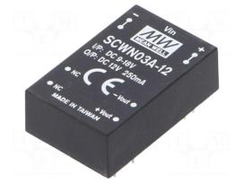 Converter: DC/DC | 3W | Uin: 9÷18V | 12VDC | Iout: 250mA | DIP24 | 12.5g