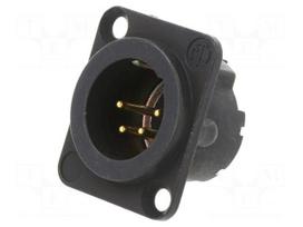 Connector: XLR | socket | male | PIN: 4 | straight | soldering | black | 10A