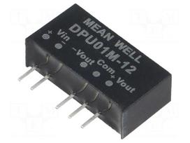 Converter: DC/DC | 1W | Uin: 10.8÷13.2VDC | Uout: 12VDC | Uout2: -12VDC