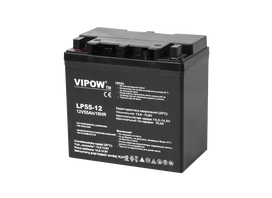 Akumuliatoriai ir baterijos // 12V, 6V, 4V akumuliatorius švino-rūgšties hermetiškas AGM VRLA // Akumulator żelowy VIPOW 12V 55Ah