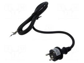 Cable | 3x1mm2 | CEE 7/7 (E/F) plug,cables | rubber | 2m | black | 16A