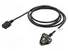 Cable | 3x1.5mm2 | IEC C19 female,IS 1293 (M) plug | PVC | 3m | black