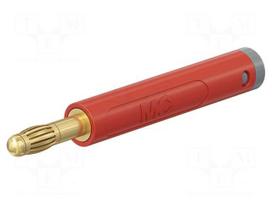 Laboratory connector: 4mm banana | plug | 32A | 30VAC | 60VDC | red