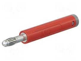 Laboratory connector: 4mm banana | plug | 32A | 30VAC | 60VDC | red