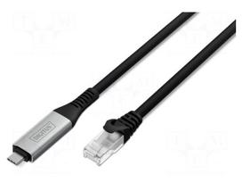 Cable | USB 3.2 Gen 1 | RJ45 plug,USB C plug | nickel plated | 5m