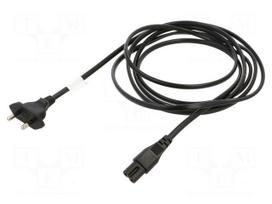 Cable | 2x0.75mm2 | IEC C7 female,IS 1293 plug | PVC | 3m | black | 2.5A