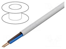 Wire | H05VV-F | 2x0.75mm2 | stranded | Cu | PVC | white | 300V,500V