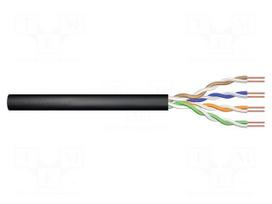 Wire | U/UTP | Cat 5e | 4x2x24AWG | Cu | wire | PE | black | 500m | outdoor