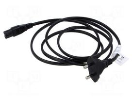 Cable | 2x0.75mm2 | IEC C7 female,IS 1293 plug | PVC | 1.8m | black