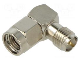 Coupler | RP-SMA male,RP-SMA female | reverse | angled | 50Ω | PTFE
