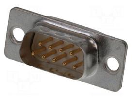 Connector: D-Sub | PIN: 9 | plug | male | straight | soldering | 5A | white