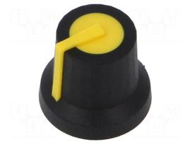 Knob | with pointer | rubber,plastic | Øshaft: 6mm | Ø16.2x14.9mm