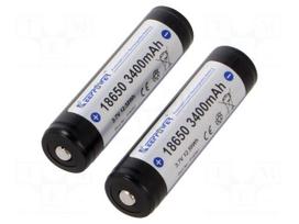 Re-battery: Li-Ion | 18650,MR18650 | 3.7V | 3400mAh | Ø18.5x69.2mm