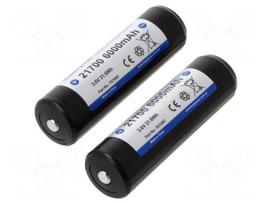Re-battery: Li-Ion | 21700 | 3.7V | 6000mAh | Ø22.2x75mm | 12A | 2pcs.