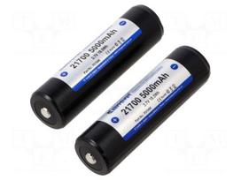 Re-battery: Li-Ion | 21700 | 3.7V | 5000mAh | Ø21.5x75mm | 2pcs.