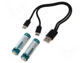 Re-battery: Li-Ion | 14500,AA | 1.5V | 2500mAh | Ø14.4x50mm | 2pcs.