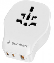 Adapter gembird universal travel adapter 20W White