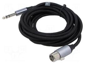 Cable | Jack 6,3mm plug,XLR female 3pin | 3m | Øcable: 6mm | textile