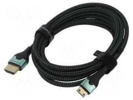 Cable | HDMI plug,mini HDMI plug | textile | HDMI 2.1 | 4K,8K | 2m