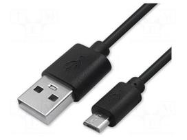 Cable | USB 2.0 | USB A plug,USB B micro plug | 0.5m | black
