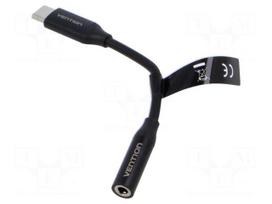 Cable | Jack 3.5mm socket,USB C plug | nickel plated | 0.1m | black