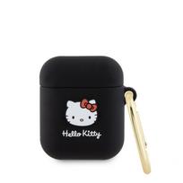 Dėklai ausinėms Hello Kitty Apple Airpods 1/2 cover czarny Silicone 3D Kitty Head Black