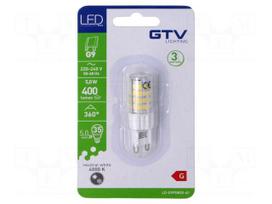 LED lamp | G9 | neutral white | 230VAC | 400lm | 5W | 360° | 4000K