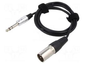 Cable | Jack 6,3mm 3pin plug,XLR male 3pin | 6m | black | 0.08mm2