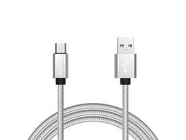 Planšetdatori ir planšetinių kompiuterių priedai // USB Kabeliai // 66-091# Przyłącze usb a - micro b 1,0m plecionka-srebrny
