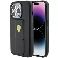FERRARI FEHCP15XGSPSIK iPhone 15 Pro Max 6.7" black hardcase with Grip Stand and Metal Logo