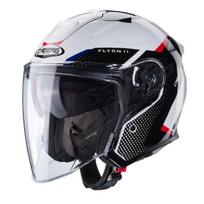 Atviras šalmas Caberg Flyon II Boss balta/juoda/raudona/mėlyna
