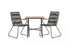 Holmbeck Cafetable Steel - Black / Rectangular 55*70*74 +Bois Diningchair Steel - Black / Dark Grey Rope _2