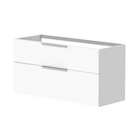 Vonios spintelė Kame Big 120cm dviguba 2 stalčiai, be praustuvo, Rievota fasadė, Balta matinė, BUD/12-3DR/WSF10-BIG