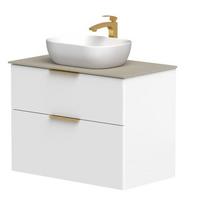 Vonios spintelė Kame Big 80cm 2 stalčiai, Po viršumi, Be kriauklės, Balta matinė BUC/8-3DR/WS-BIG